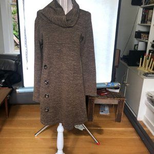 NEESHA Brown Knit Dress Medium Cowl Neck
